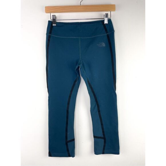 The North Face Teal Blue Green Cropped Midrise workout leggings size Small - Picture 1 of 10